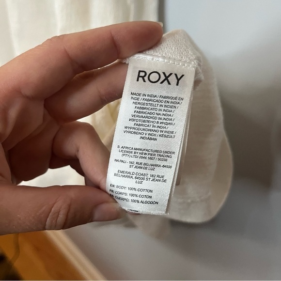 Roxy Bright Blue Sky Off The Shoulder White Cotton Knot Tie Mini Dress Sz M NWT - Picture 11 of 15